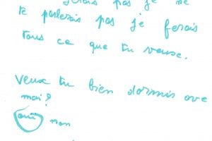 Lettre de Léa qui demande à sa grande soeur de dormir avec elle (10 ans)