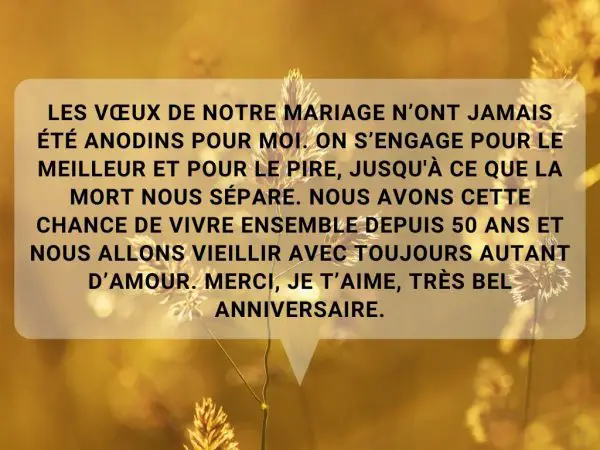Messages pour les noces d'or : 30 modèles - Parler d'Amour