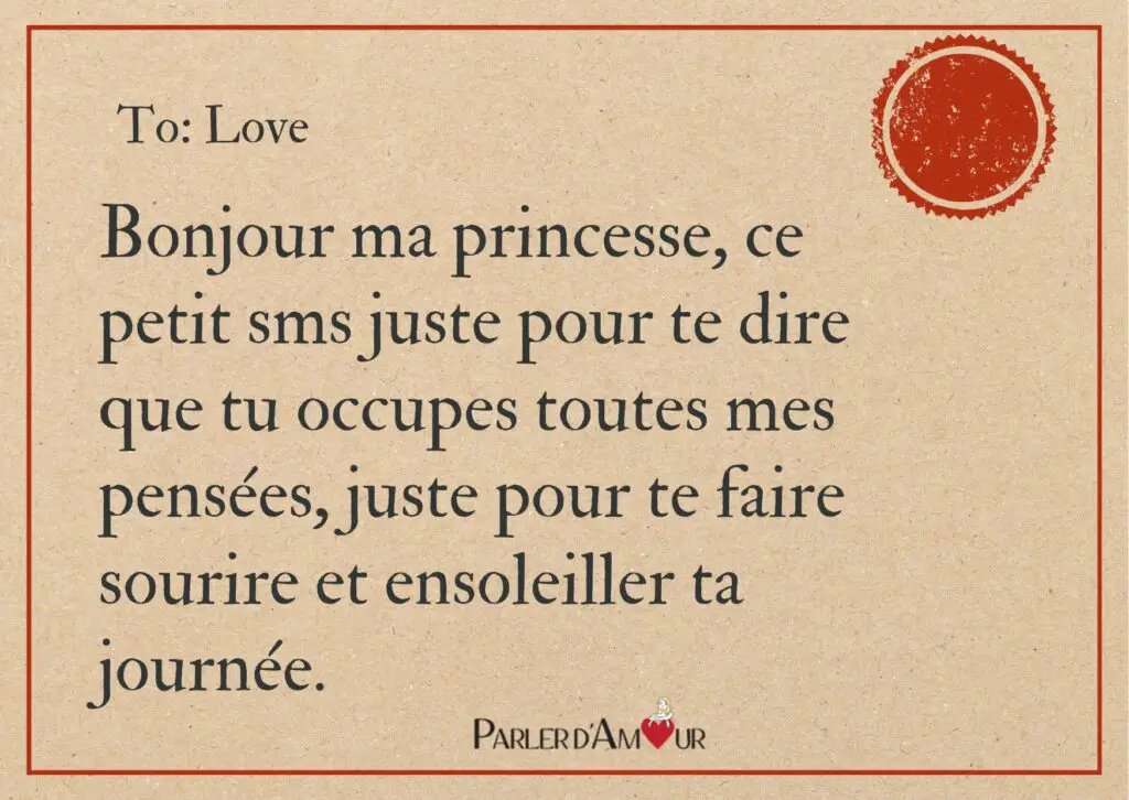 bonjour ma princesse sms d'amour image