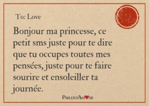 bonjour ma princesse sms d'amour image