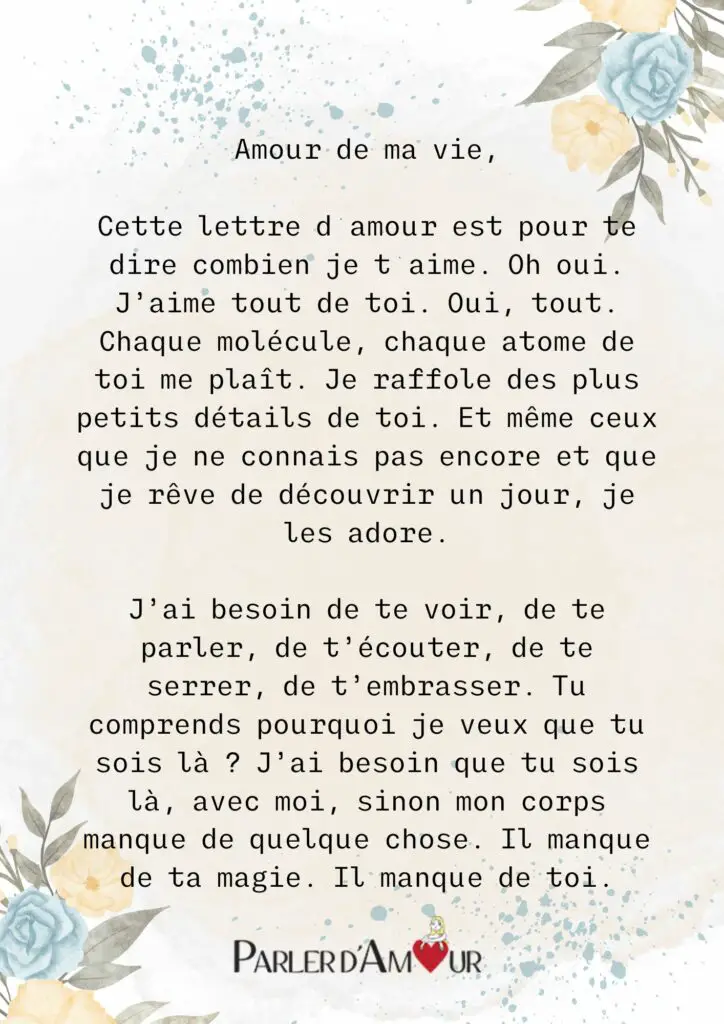 lettre d'amour passionnée