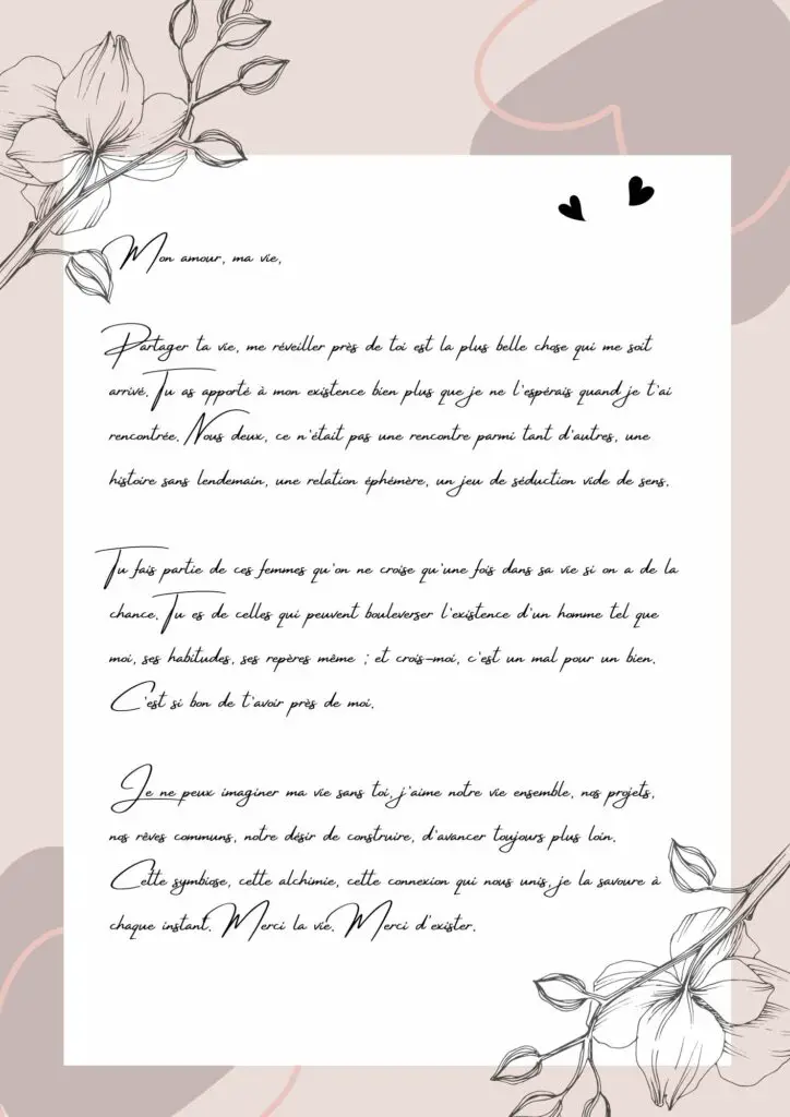 lettre d'amour pour elle