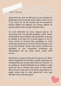 lettre d'amour pour dire merci