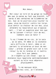 lettre d'amour pour dire tu me manques