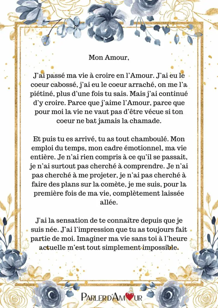 lettre d'amour pour faire pleurer un homme