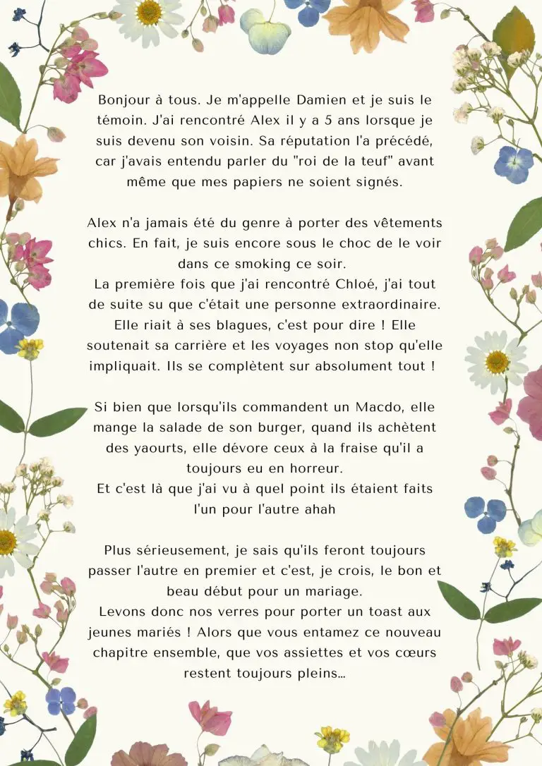 Discours de mariage 9 exemples et conseils pour le réussir