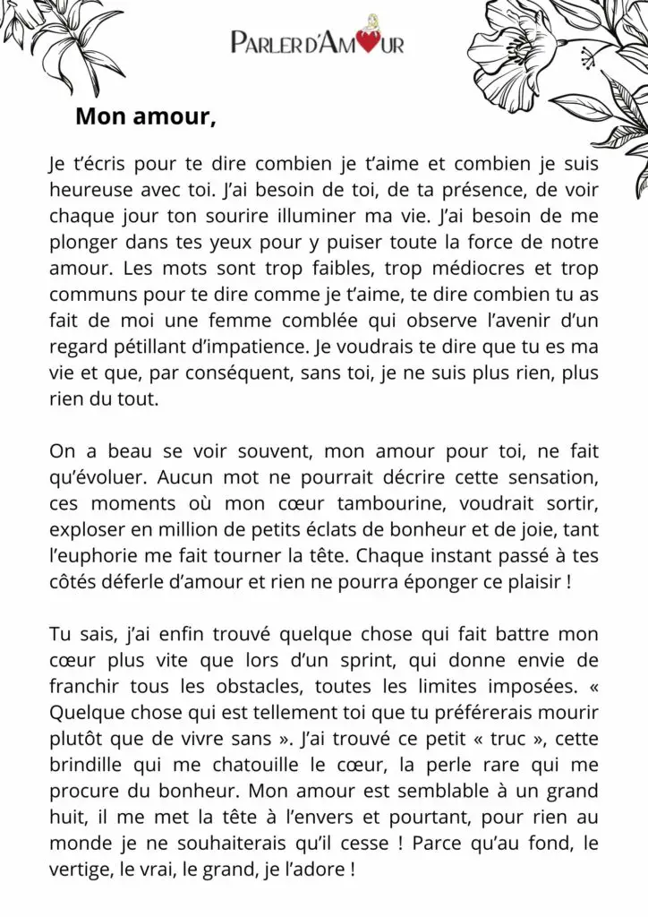 lettre d'amour pour exprimer ses sentiments