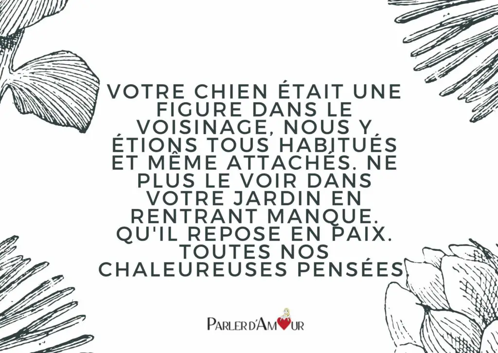 message de condoléances pour un voisin qui a perdu son chien