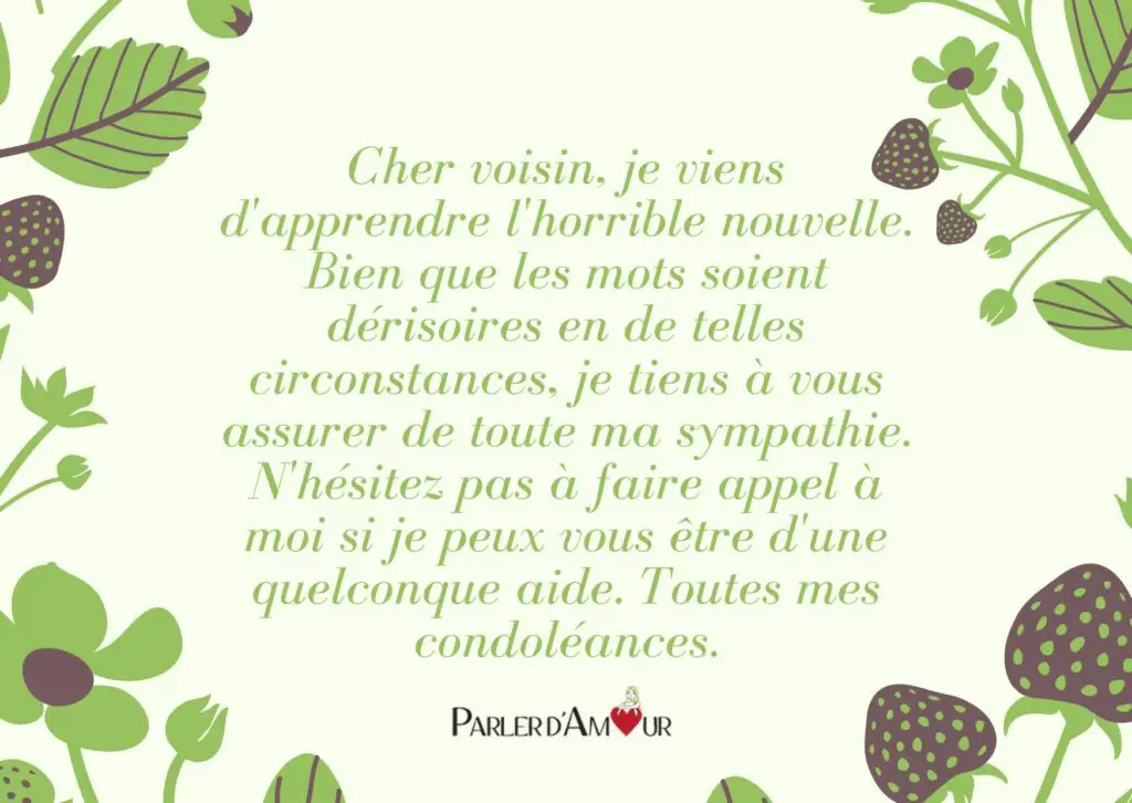 message de condoléances pour un voisin qui a perdu son enfant