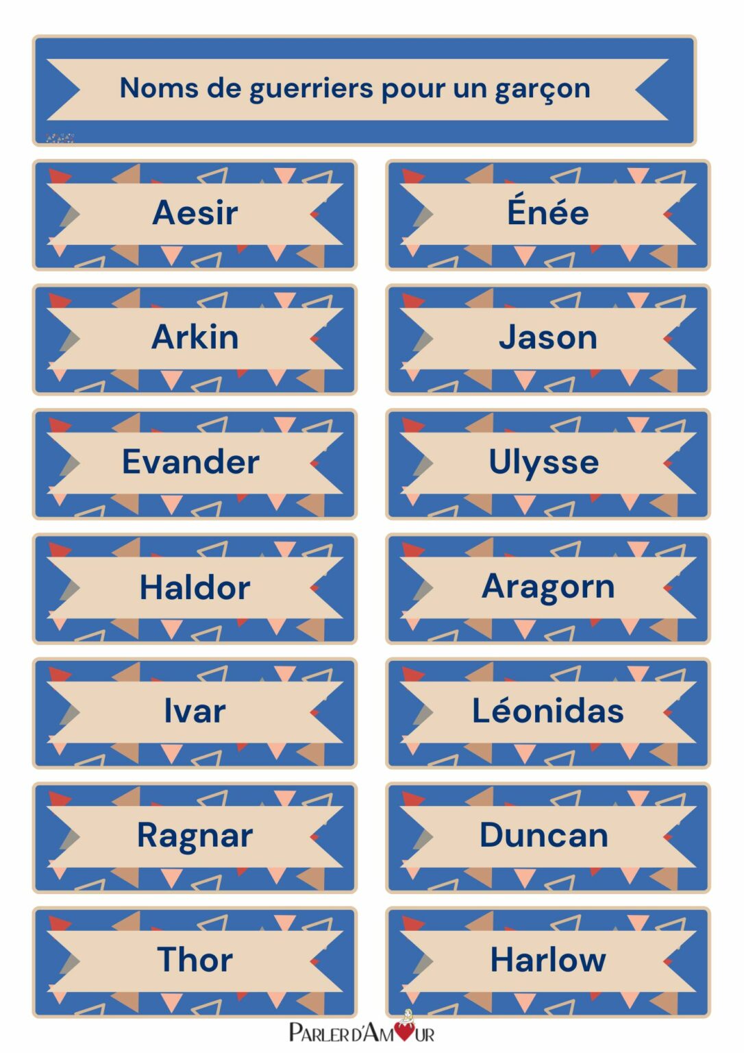 Noms de guerriers des prénoms puissants pour votre fils