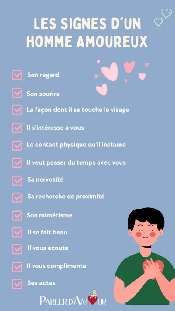 signes physiques d'un homme amoureux