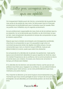 lettre pour reconquérir son ex après une infidélité