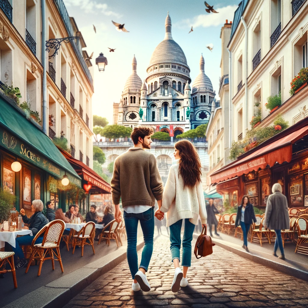 couple à Montmartre en amoureux