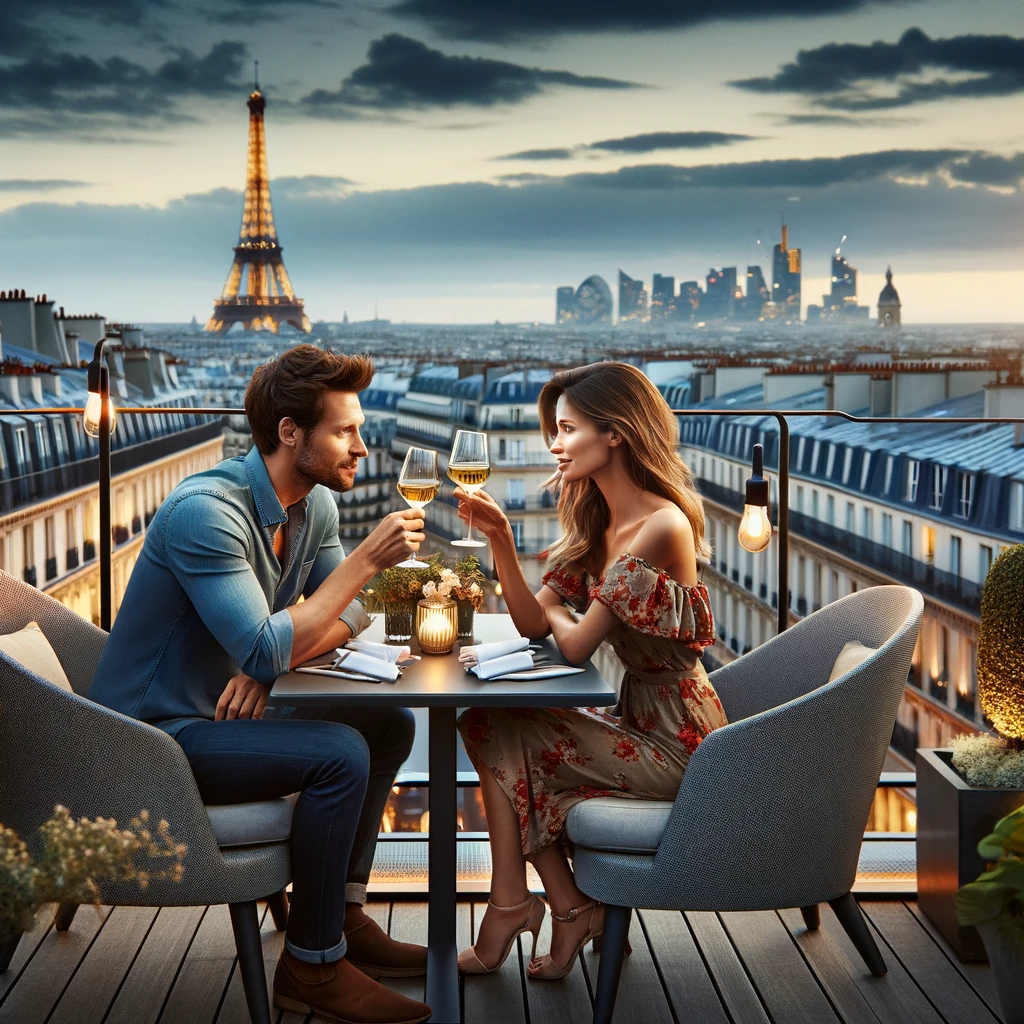 couple rooftop paris