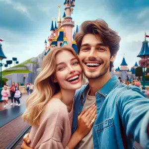couple amoureux à disneyland
