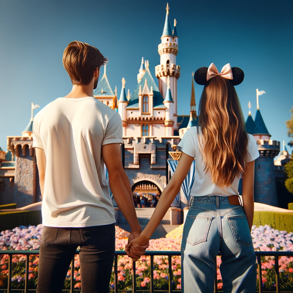 couple amoureux à disneyland